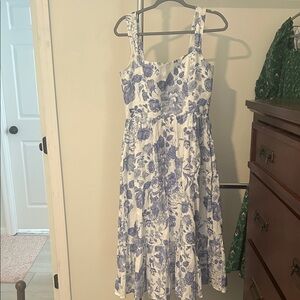 Reformation Blue Floral Sundress - Sleeveless Cotton Midi Dress